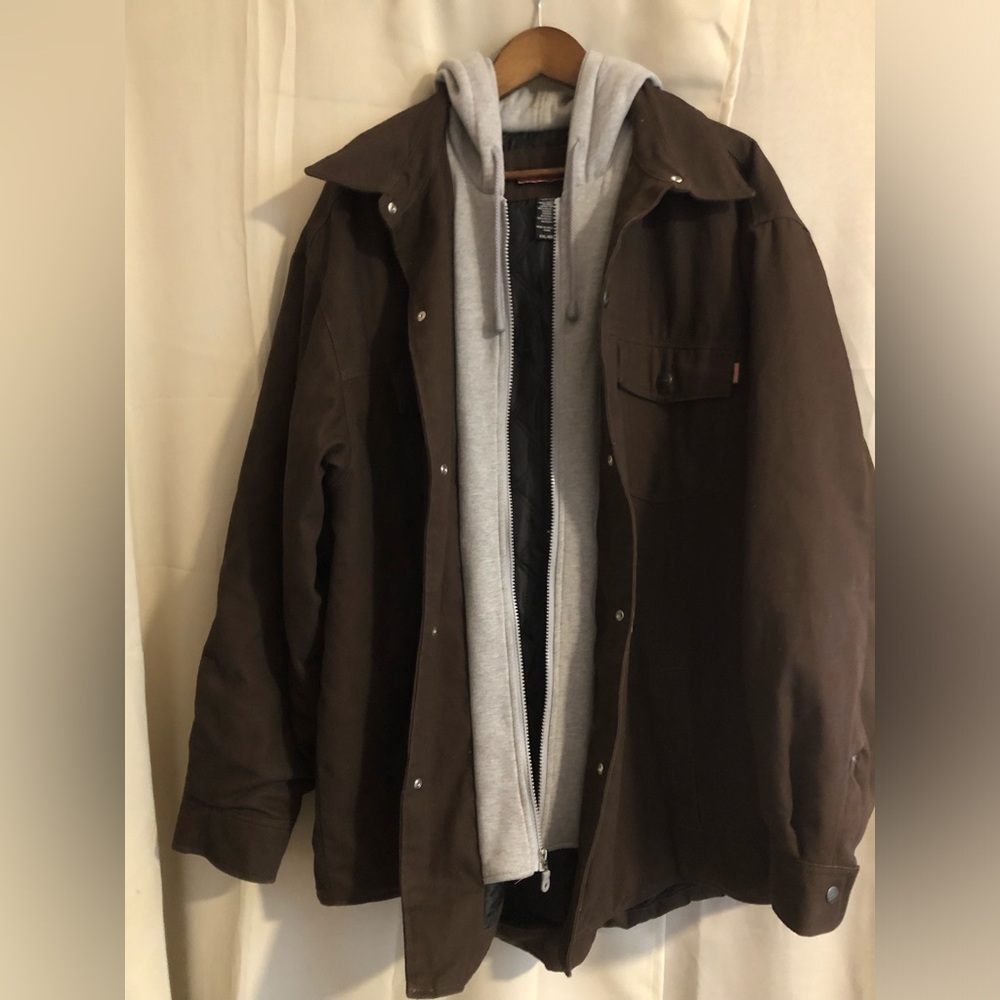 Craftsman Work Dark Brown Canvas Jacket with Hoodie - Picture 11 of 16